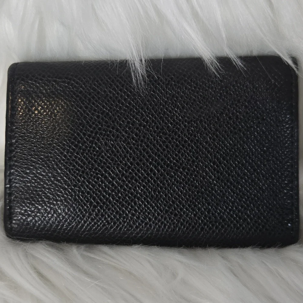 Bulgari Pebbled Leather Keychain Wallet Black